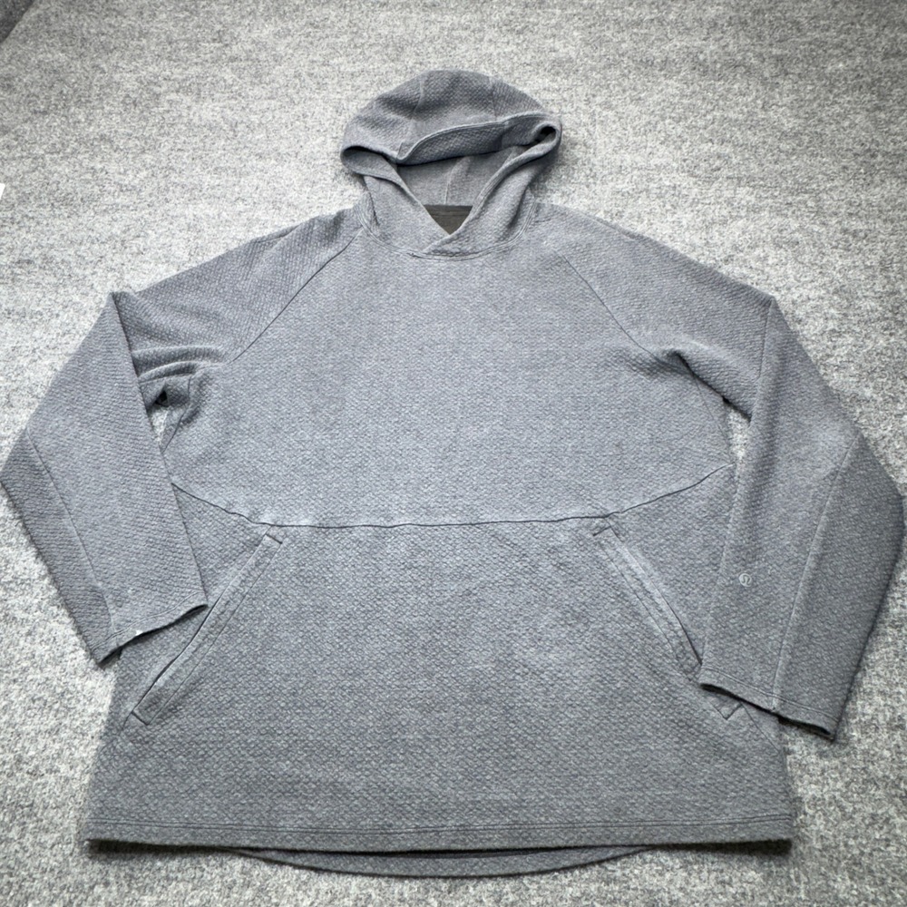 Lululemon At Ease Hoodie Mens XL Gray Textured Waffle Knit Sweatshirt M3BF7S